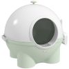 Hooded Cat Litter Box Covered Scoop Leaking Sand Pedal Top Handle Light Green