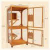 Wooden Cat House for 1-3 Cats Catio Enclosure on Wheels Easy to Move Orange