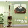 89"-104" Floor to Ceiling Cat Tree, Cat Condo Tower with 3 Steps, Scratching Posts & Hanging Toys Ball, Brown