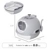 Cat Litter Box Toilet with Lid, Covered Litter Box with Scoop, Enclosed Drawer, and Skylight, Gray