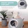 Cat Litter Box Toilet with Lid, Covered Litter Box with Scoop, Enclosed Drawer, and Skylight, Gray