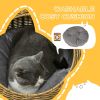 Rattan Cat Bed with Washable Cushion for Cats, Puppies, Light Brown