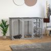 71"x32" Wooden Outdoor Cat House, Grey, Large Catio with 3 Platforms, Asphalt Roof Indoor Pet Enclosures