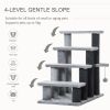 4-Level Cat Stair & Dog Stairs, Kitten Tree Climber, with Hanging Play Ball, Steps for Bed, Sofa, Light Grey