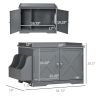 Grey Hidden Litter Box Enclosure Cat Washroom Furniture with Storage Adjustable Divider Indoor Pet House Side Table
