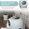Covered Cat Litter Box with Scoop Enclosed Drawer Blue with Skylight
