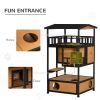 Wooden Outdoor Cat House, Feral Cat Shelter Kitten Tree with Asphalt Roof, Escape Doors, Condo, Jumping Platform, Yellow