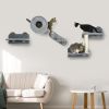 4 Pcs Cat Wall Furniture Set in Gray for Climbing Resting and Playing