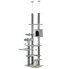89"-100" Floor to Ceiling Cat Tree, Morden Cat Tower with Hammock, Scratching Post & Toy Balls, Indoor Cat Activity Center, Gray