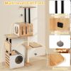 Modern Tall Cat Tower with Double Condos with Dangling Balls and Sisal Carpets