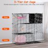 3-Tier Cat Cage Enclosure Indoor Cat Cage Playpen With Hammock Toy Ball Ladder DIY Iron Wire Cat House Kennels Crate For 1-2 Cats Ferret Rabbit Small