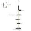 Cat Climbing Tower Floor to Ceiling 5-Tier Adjustable 95''-106'' with Hammock Scratching Post Toy Ball Black Cream