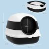 Cat Litter Box with Lid, Covered Litter Box w/High Sides, Two-Way Entrance Kitty Litter Box, Foldable, Easy Clean, White and Black