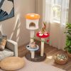 1PC Cute Mushroom Cat Tree with Sisal Scratching Posts Top Condo and Padded Platforms