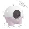 Large Hooded Cat Litter Box with Lid, Scoop, Leaking Sand Pedal, Top Handle, Light Pink