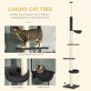 Cat Climbing Tower Floor to Ceiling 5-Tier Adjustable 95''-106'' with Hammock Scratching Post Toy Ball Black Cream