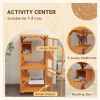 Wooden Cat House for 1-3 Cats Catio Enclosure on Wheels Easy to Move Orange