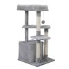 Double Level Cat Tree Stand House Furniture Kittens Activity Tower Posts Kitty Pet Play House - light gray