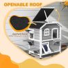 Wooden 2-Story Outdoor Cat House, Feral Cat Shelter Kitten Condo with Escape Door, Openable Asphalt Roof and 4 Platforms, Grey