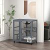 Cat House Indoor Enclosure on Wheels with Openable Top 39 Brown