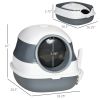 Dome Covered Cat Litter Box, Sleek Design with Lid, White and Gray