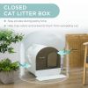 Covered Cat Litter Box with Lid, Scoop, and Filter, Sleek White