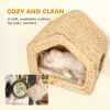 Wall Mounted Cat House, Cat Wall Furniture, Cat Wall Shelf with Washable Cushion, Natural