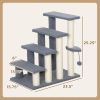 4 Levels Cat Steps with Scratching Posts for High Bed, Sofa, Gray