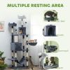 81" Cat Tree w/ Cat Scratching Posts, Scratching Board, Condos, Beds, Hammocks, Toy Balls, Rope Cat Toy, Gray