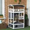 Solid Wood 4-Floor Cat Condo with Litter Box Space Multi-Level Cat Villa
