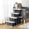 4-Level Cat Stair & Dog Stairs, Kitten Tree Climber, with Hanging Play Ball, Steps for Bed, Sofa, Light Grey
