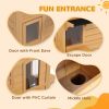 2-Story Wooden Outdoor Cat House Feral Shelter with Escape Door Asphalt Roof 4 Platforms Natural