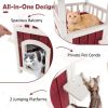 2-Story Wooden Cat House with Asphalt Roof Balcony and Rain Curtain