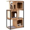 Modern Cat Tree Cat House with Metal Frame and Scratching Posts