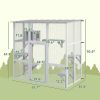 Catio Outdoor Cat Enclosure, Window Box Wooden Cat House with Bridge Platforms, White