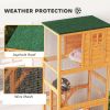 74" Wooden Outdoor Cat House Catio Outdoor Cat Enclosure, Orange