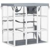 Large Outdoor Catio Cat Enclosure with Hammock, Condo, Jump Platforms, Ladders, Ramps, Tarp, for 2-4 Large Cats, Gray