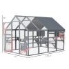 Outdoor Cat Enclosure with Condos, Canopy, Suspension Bridges, Platforms & Multiple Doors for 3-6 Cats, Gray