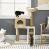 Cattail Weave Cat Tree for Indoor Cats Kitty Tower with Rattan Cat Condo, Wicker Bed, Ladder, Washable Cushions, 22.5" x 14.5" x 39.5", Natural
