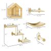 8PCs Cat Wall Shelves Pet Wall-mounted Climbing Shelf Set with Cushion Condo Scratching Posts Hammock Oak