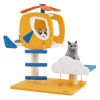 1PC Indoor Small Aviation-themed Cat Tree Cat Tower with Helicopter Top Perch