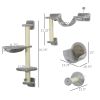 5pc Cat Wall Shelves with Hammock, Perches, Ladder, Scratching Post