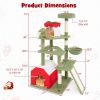 61 Inches Cute Christmas Cat Tree with Sisal Scratching Posts and 2 Condos