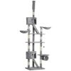 Floor to Ceiling Cat Tree, 94.5-102.5 inch Height Adjustable Cat Climbing Tower with Scratching Posts, Condos, Hammocks