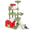 61 Inches Cute Christmas Cat Tree with Sisal Scratching Posts and 2 Condos