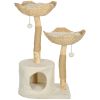 37 Inch Modern Cat Tree w/ Wooden Scratching Posts, Condo, Beds, Cushions, Toy Balls & Anti-Tip Kit