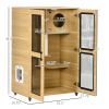Cat House with Cat Tree, Kitty Cage with Scratching Posts Condo Cat Enclosure Lockable Wheels, Oak