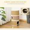 28" Multi-Level Cat Condo with Sisal Scratching Pad 3 Story Hideaway for Cats Brown