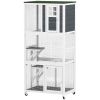 Outdoor Cat House, Wooden Catio on Wheels, Large Kitten Playpen with Weather Protection Roof, 2 Platforms, Resting Condo, Enter Door 36"L