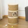 28" Multi-Level Cat Condo with Sisal Scratching Pad 3 Story Hideaway for Cats Brown